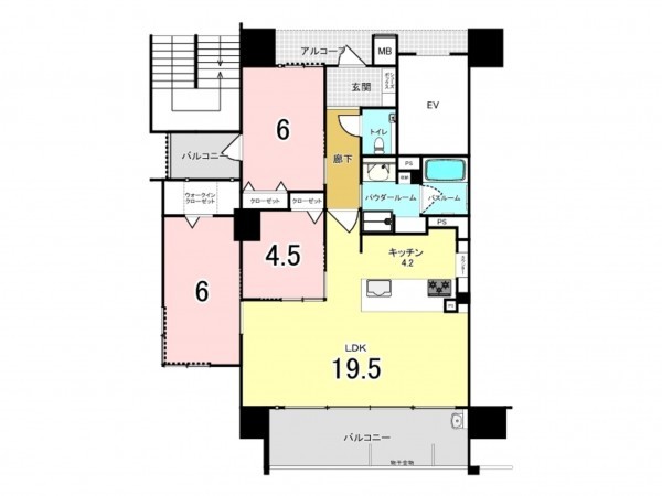鹿児島市平之町、マンションの間取り画像です