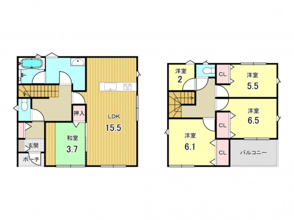 鹿児島市田上、新築一戸建ての間取り画像です