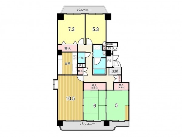 鹿児島市鴨池新町、マンションの間取り画像です
