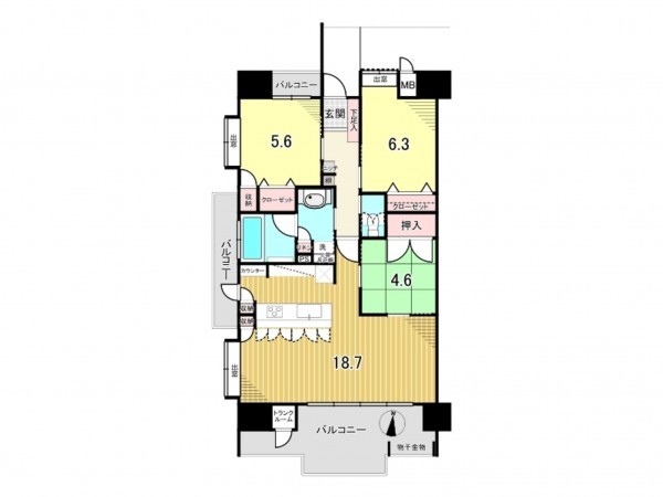 鹿児島市与次郎、マンションの間取り画像です