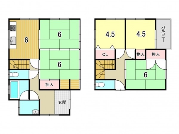 鹿児島市田上、中古一戸建ての間取り画像です