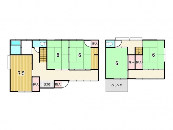 鹿児島市永吉、中古一戸建ての間取り画像です
