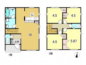 鹿児島市明和、新築一戸建ての間取り画像です