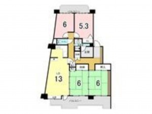 鹿児島市鴨池新町、マンションの間取り画像です