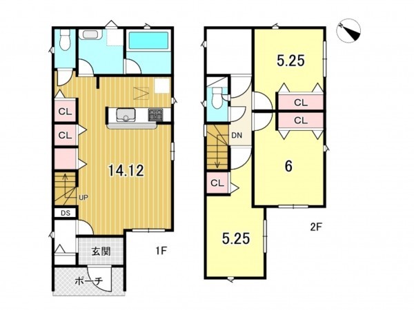 鹿児島市紫原、新築一戸建ての間取り画像です