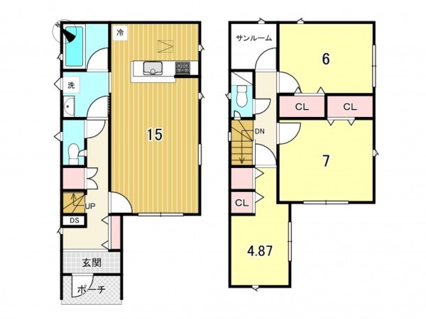 鹿児島市紫原、新築一戸建ての間取り画像です