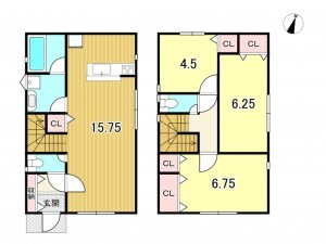 鹿児島市武、新築一戸建ての間取り画像です