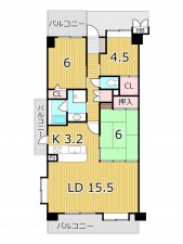 鹿児島市平之町、マンションの間取り画像です
