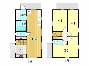 鹿児島市武、中古一戸建ての間取り画像です