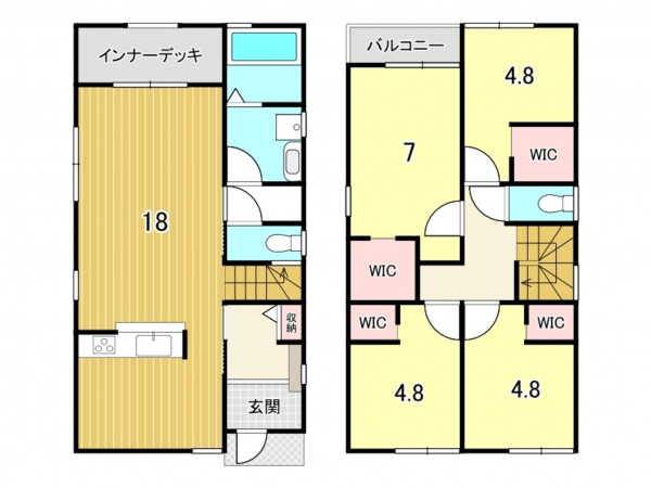 鹿児島市紫原、新築一戸建ての間取り画像です
