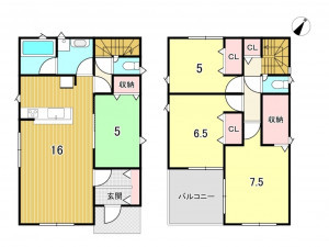 鹿児島市田上、新築一戸建ての間取り画像です