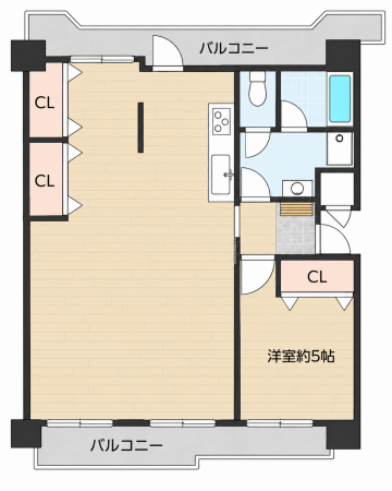 鹿児島市鴨池新町、マンションの間取り画像です