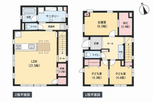 鹿児島市薬師、新築一戸建ての間取り画像です