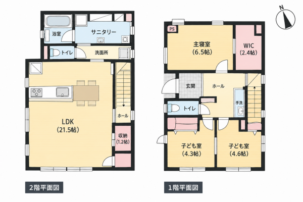 鹿児島市薬師、新築一戸建ての間取り画像です