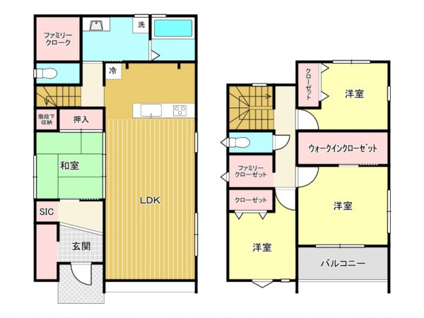 鹿児島市田上、新築一戸建ての間取り画像です