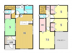 鹿児島市紫原、新築一戸建ての間取り画像です