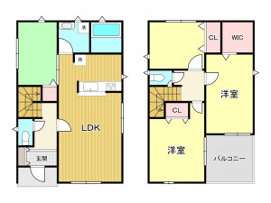 鹿児島市紫原、新築一戸建ての間取り画像です