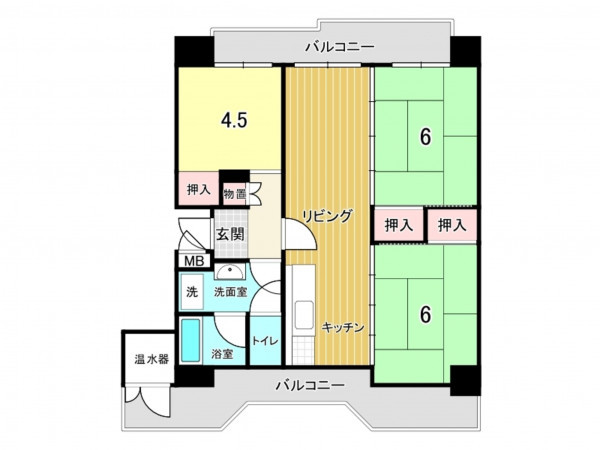 鹿児島市鴨池新町、マンションの間取り画像です