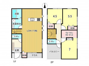 鹿児島市田上、新築一戸建ての間取り画像です