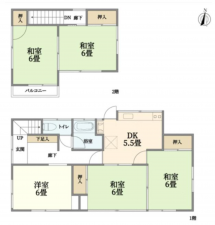 横須賀市小矢部、中古一戸建ての間取り画像です