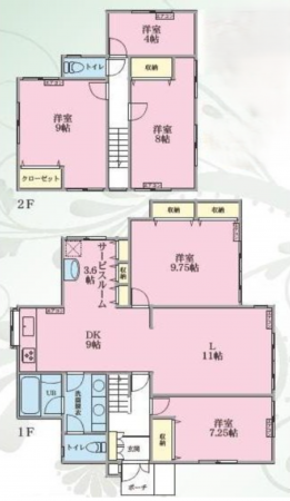 横須賀市岩戸、中古一戸建ての間取り画像です