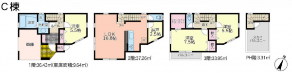 横須賀市久里浜、新築一戸建ての間取り画像です