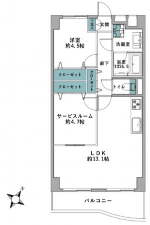 横須賀市舟倉、マンションの間取り画像です