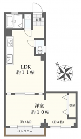 横須賀市三春町、マンションの間取り画像です