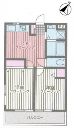 横須賀市吉井、マンションの間取り画像です