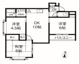 横須賀市森崎、マンションの間取り画像です