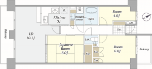 横須賀市久里浜、マンションの間取り画像です