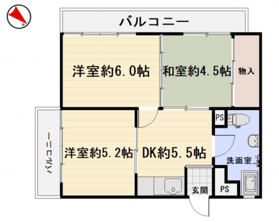 横須賀市三春町、マンションの間取り画像です