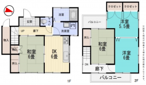 横須賀市久里浜、中古一戸建ての間取り画像です