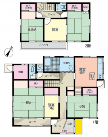 横須賀市金谷、中古一戸建ての間取り画像です