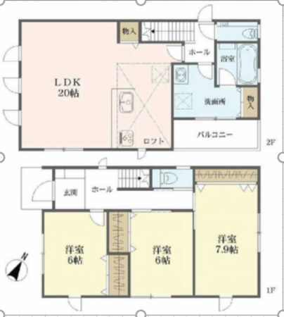 横須賀市池上、新築一戸建ての間取り画像です