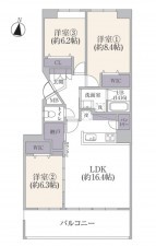 横須賀市金谷、マンションの間取り画像です