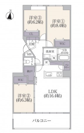 横須賀市金谷、マンションの間取り画像です