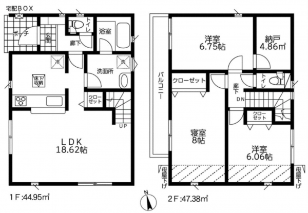 横須賀市大矢部、新築一戸建ての間取り画像です