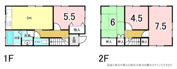 横須賀市小矢部、中古一戸建ての間取り画像です