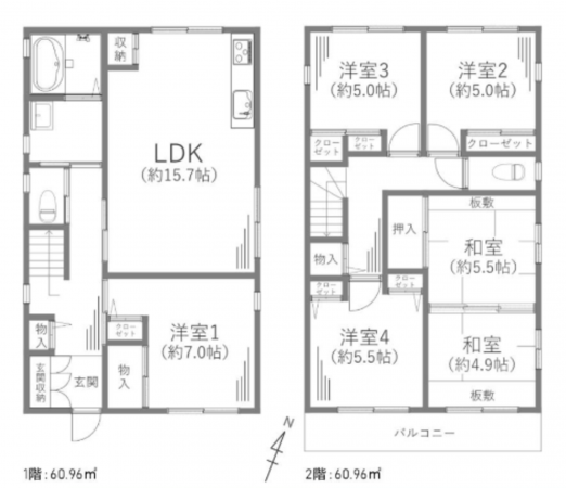 横須賀市武、中古一戸建ての間取り画像です