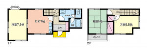 横須賀市不入斗町、中古一戸建ての間取り画像です