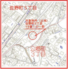 横須賀市佐野町、土地の地図画像です