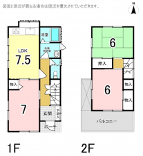 横須賀市阿部倉、中古一戸建ての間取り画像です