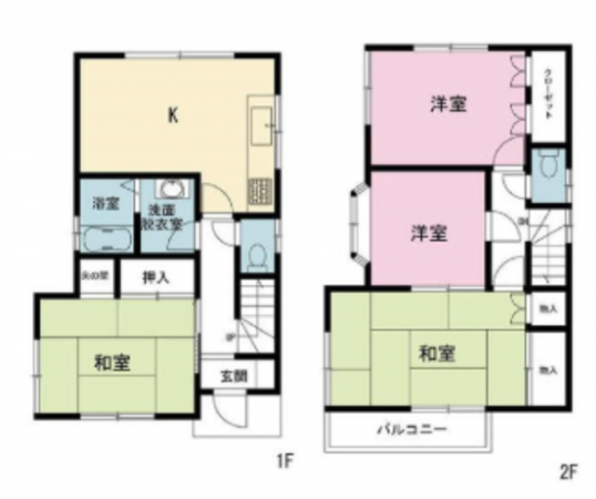 横須賀市望洋台、中古一戸建ての間取り画像です