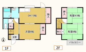 横須賀市武、中古一戸建ての間取り画像です