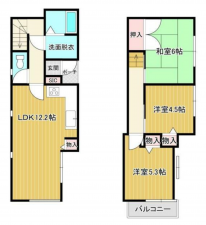 横須賀市小矢部、中古一戸建ての間取り画像です