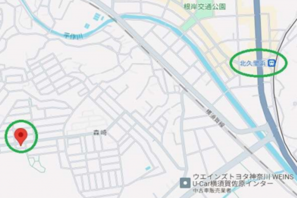 横須賀市森崎、マンションの地図画像です