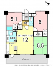 横須賀市池上、マンションの間取り画像です