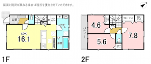 横須賀市ハイランド、新築一戸建ての間取り画像です