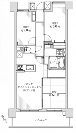 横須賀市長瀬、マンションの間取り画像です